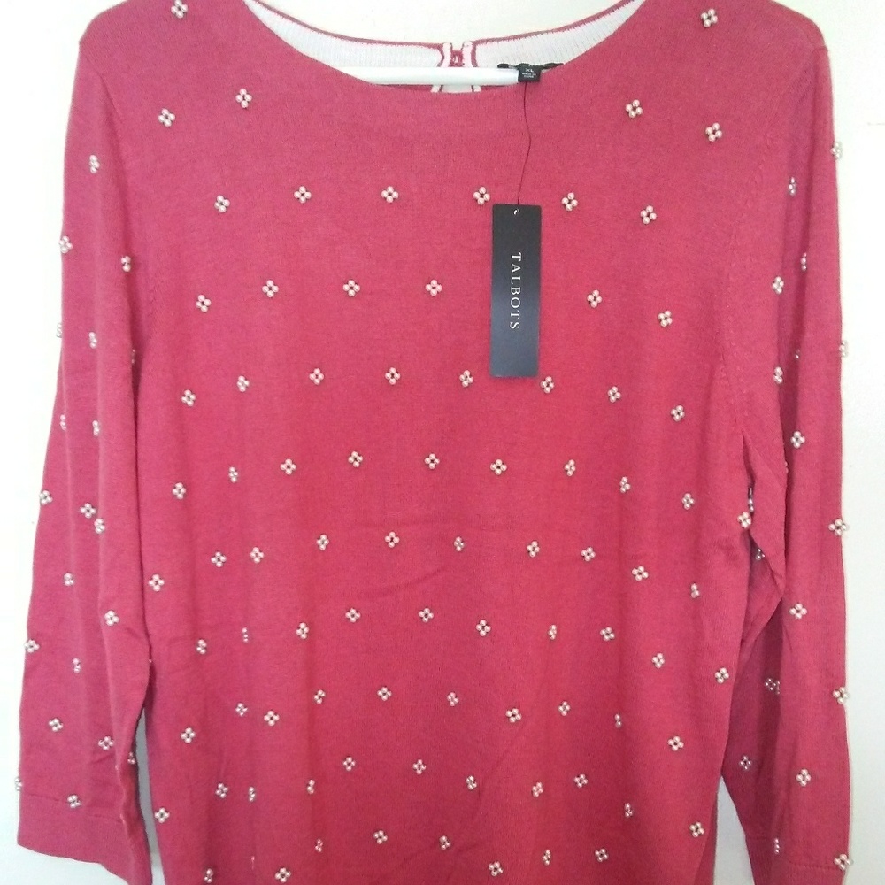 NWT! ADORABLE TALBOTS KNIT SWEATER IN COLOR PEONY